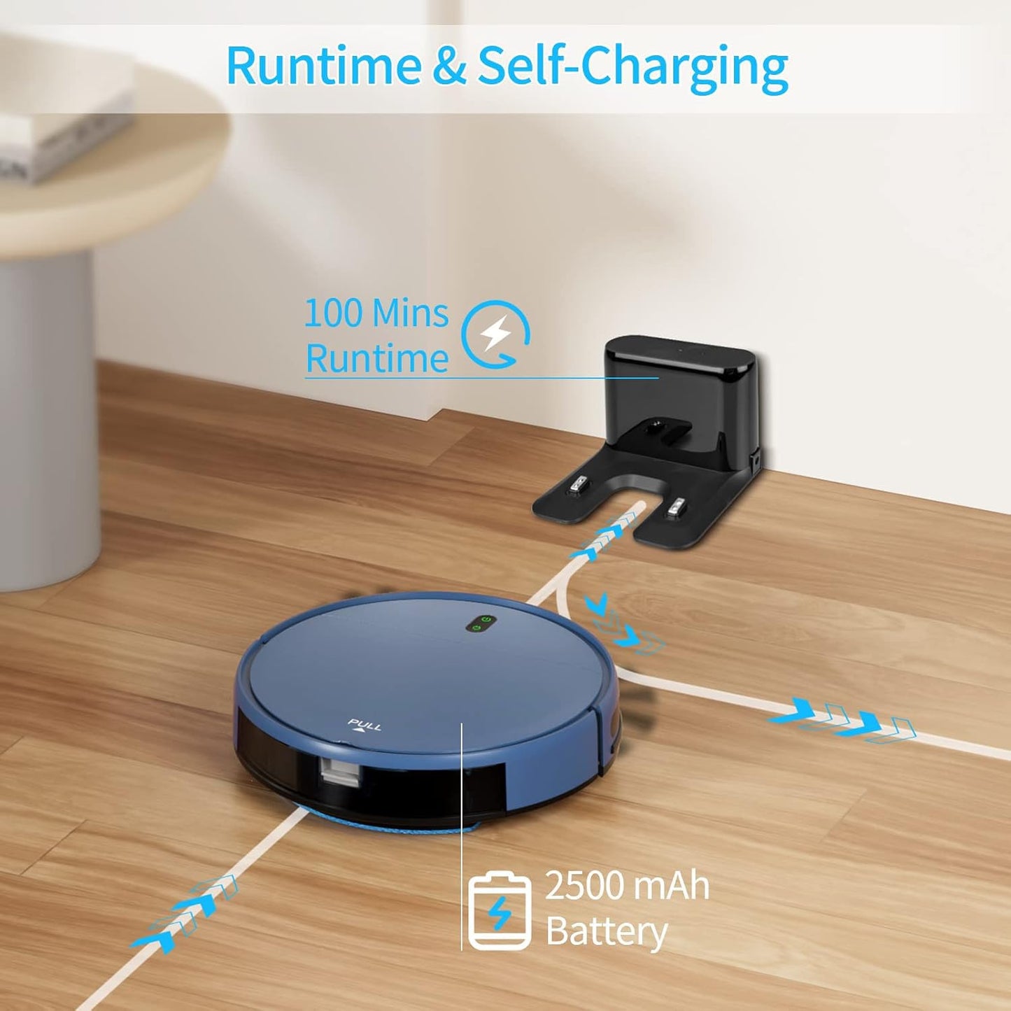 ZCWA Robot Vacuum and Mop, 2 in 1 Self-Charging Robot Vacuum Cleaner Compatible with WiFi/APP, Ideal for Hard Floor, Carpet and Pet Hair