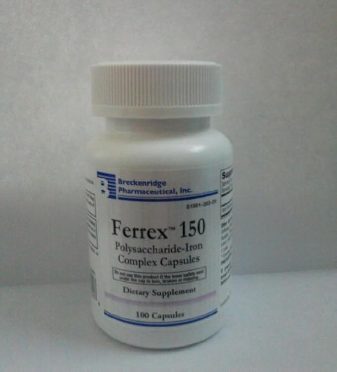 Breckenridge Ferrex 150 Polysaccharide Iron Complex Caps 100ct *Non Blister* by "Breckenridge Pharmaceutical, Inc."