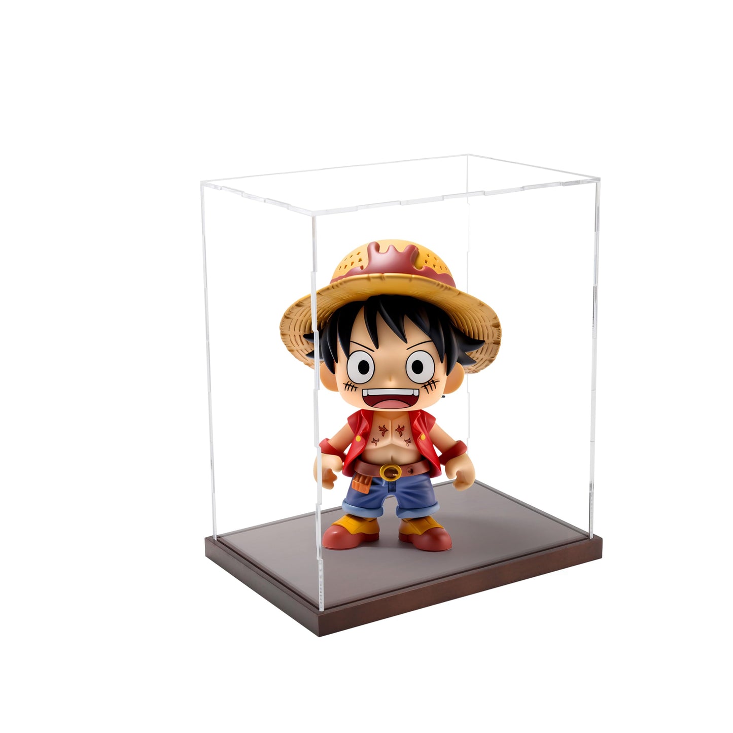 Clear Acrylic Display Box for Figure Collectibles Display Case Organizing Toys Case with Solid Built-in Wooden Base(11.8x7.9x13.8 inch; 30x20x35 cm)