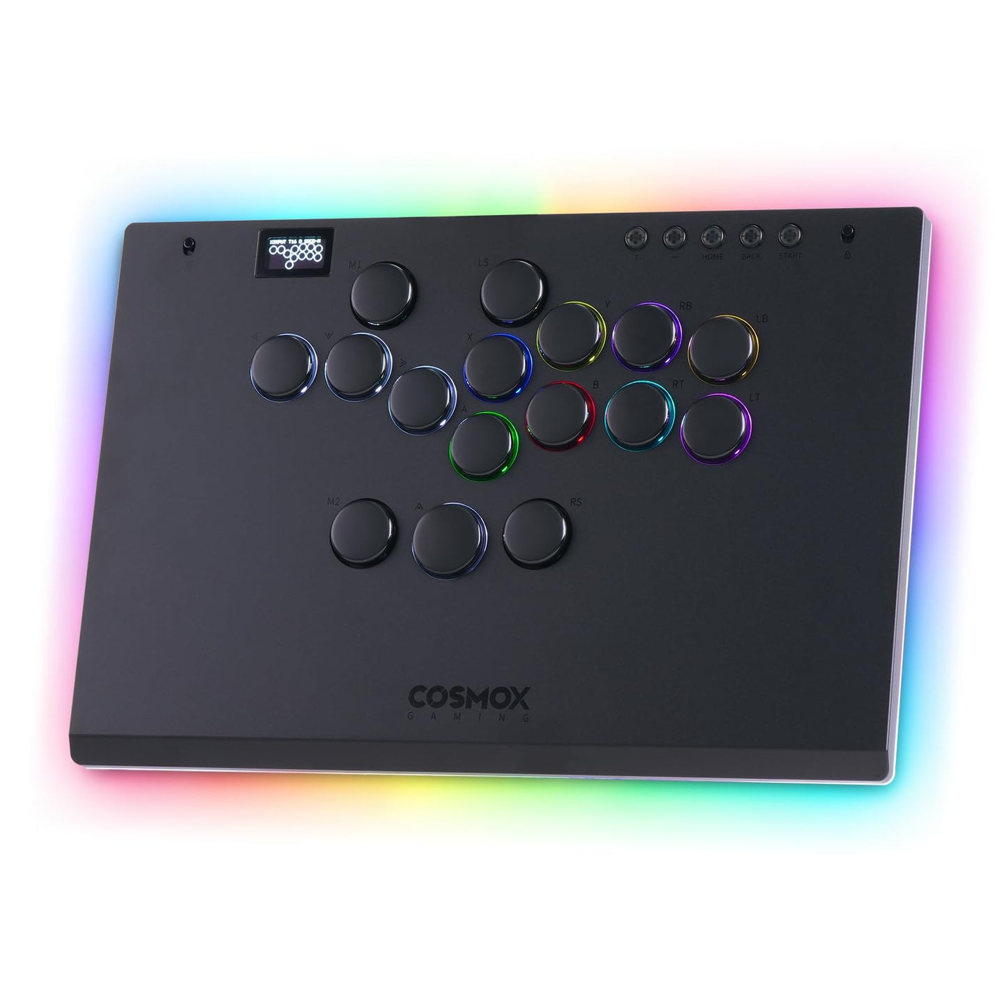 Haute42 Leverless Controller for Arcade Gaming: M Ultra Large & Slim Aluminum Alloy Template - 16 Key Crystal Low-profile Switches - Custom RGB & Ambient Backlight Leverless Controller for PC/PS4/PS3/Switch/Xbox