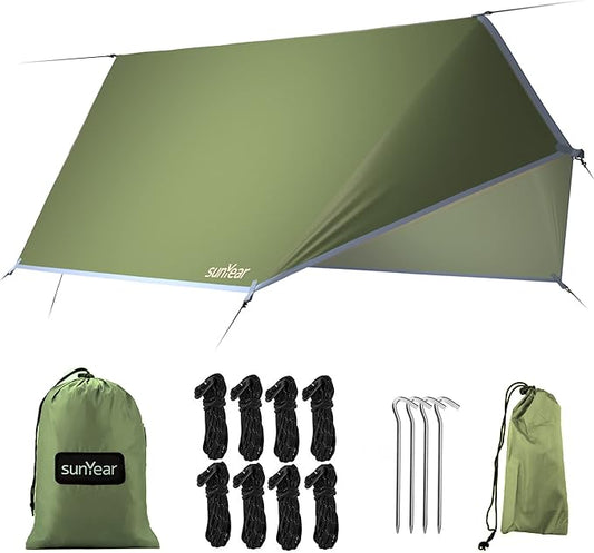 Hammock Tent Rain Fly-Camping Hammock Outdoor Tarp-Small Door Design-Keep Side Wind Rain-Best for Backpacking Hiking Camping Survival