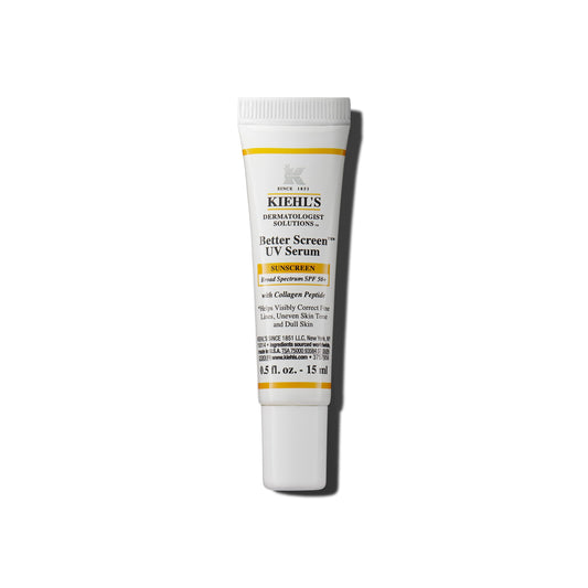 Kiehl's Better Screen UV Serum SPF 50+, Invisible Facial Sunscreen with Collagen Peptide, UV Filters to Shield UVA & UVB, Helps Correct Visible Signs of Aging, Boosts Skin Radiance - 0.5 fl oz