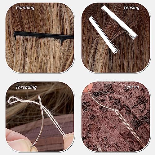 Hair Extension Tools Kit, 600 Silicone Lined Micro Rings, 1 Plier, 2 Hook Needle Pulling Loop, 10 Curved Hair Needle, 4 Metal Hair Clips, 1 Comb, 3 Sewing Threads, 200 Mini Rubber Bands