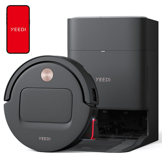 Yeedi M14 Plus Robot Vacuum and Mop, 18,000Pa Suction, OZMO Roller Instant Self-Washing Mopping, 167℉ Smart Dynamic Hot Wash & Auto-Dry, ZeroTangle 3.0 Anti-Hair Brush, All-in-One Omni Station, Black