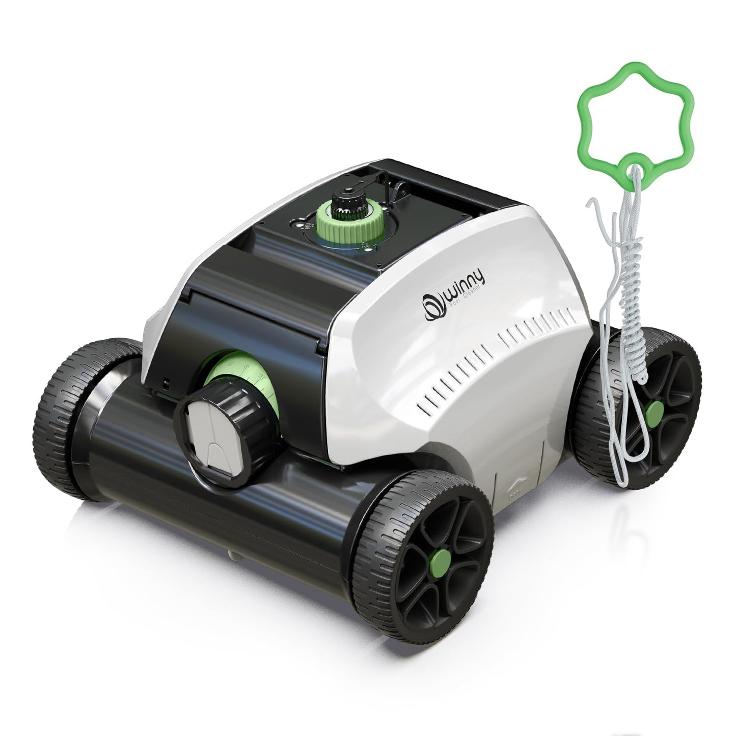 Cordless Robotic Pool Cleaner for Above Ground Pools, 130-Mins Runtime Pool Cleaner with Self-Parking & 1300 Sq. Ft Coverage, Powerful Suction & 6600mAh Battery for Longer Lifespan (White&Green)