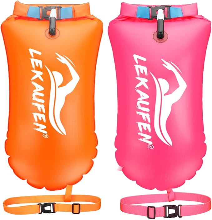 Swim Buoy for Open Water 2 Pack, 20L Swim Safety Float Waterproof Dry Bag for Swimmers Triathletes Kayakers Snorkelers, Swimming Pull Buoy for Safer Swim Training