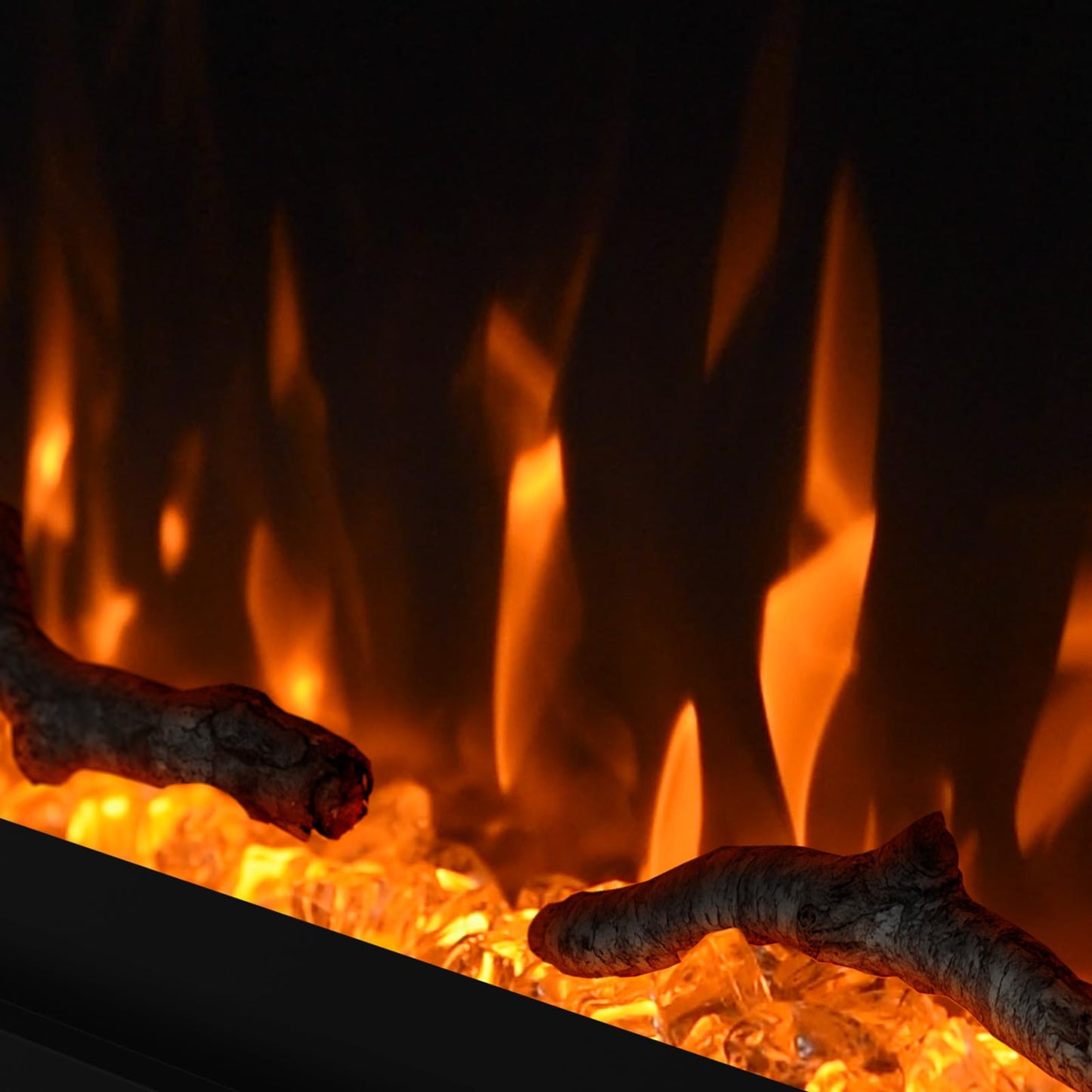 40 inch Electric Fireplace, Ultra-Thin Electric Fireplace Inserts, Ultra-Narrow Frame, Wall Mounted and Recessed Fireplace, Log & Crystal, Touch Screen & Remote Control, 1500W