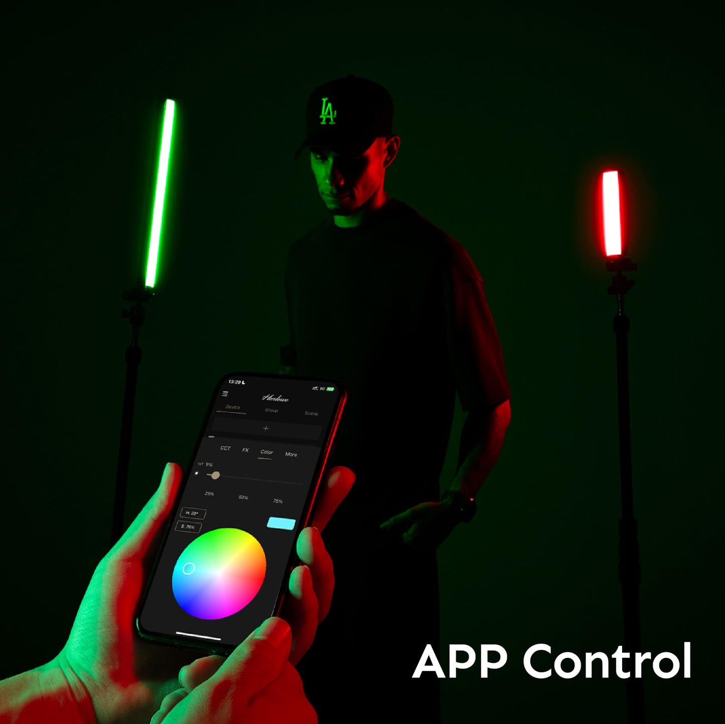 Harlowe LED Tube Light RGB and Bi-Color Handheld Light Wand Stick with App Control, Built-in Battery, Portable Lighting Bar for Photography and Videography, Blade 5