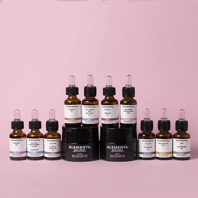 Bioearth Elementa, TENS Concentrated Face Serum with Hibiscus Seed Peptides 2%, Anti-Ageing and Elasticising Effect, Made in Italy, Vegan, AIAB Certification - 15ml Pack