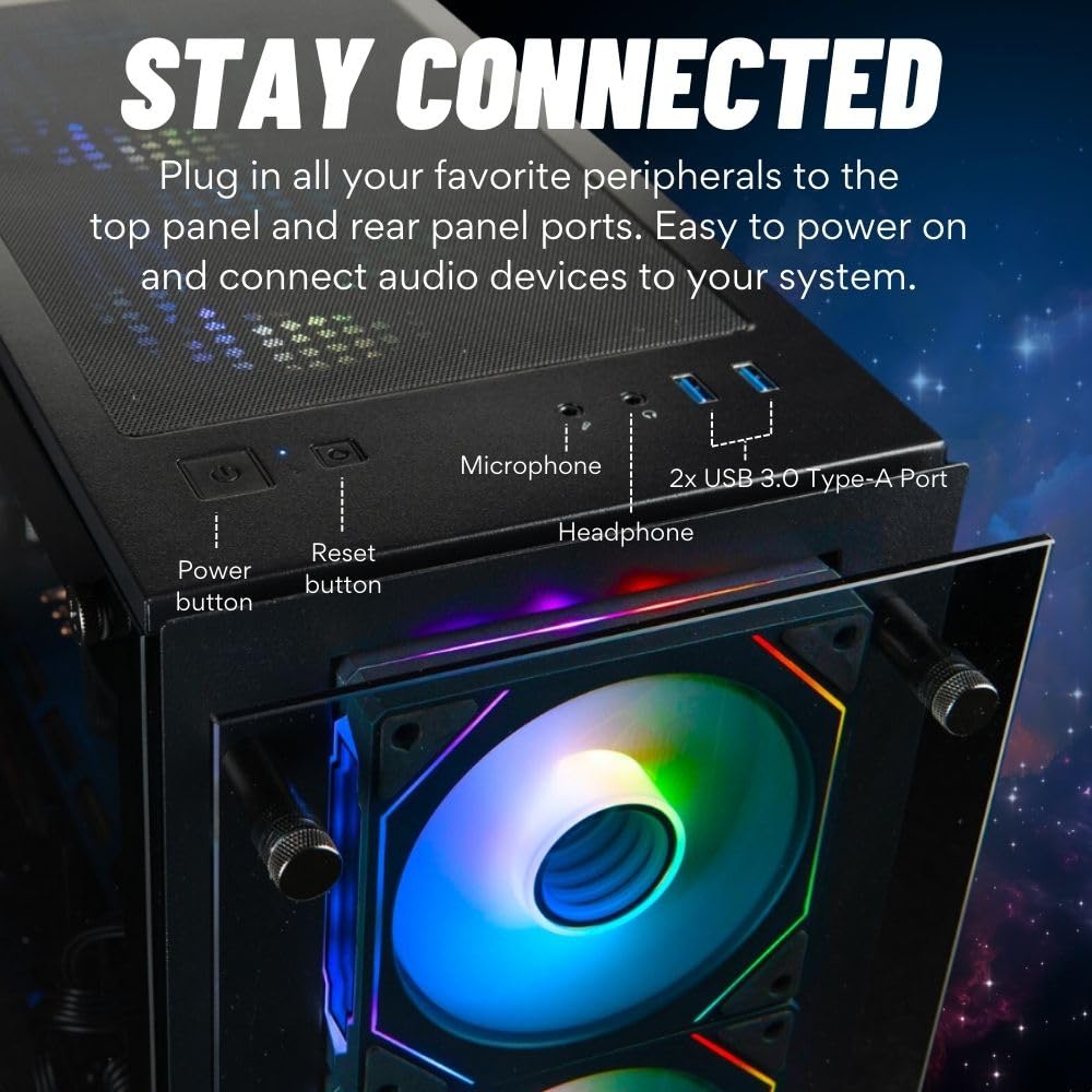 Empowered PC Stratos Micro Gaming Desktop - AMD Ryzen 7 5700G, 32GB DDR4 RAM, 1TB NVMe SSD, Integrated Radeon Graphics, WiFi, Windows 11 Pro - Business Professional Student Computer