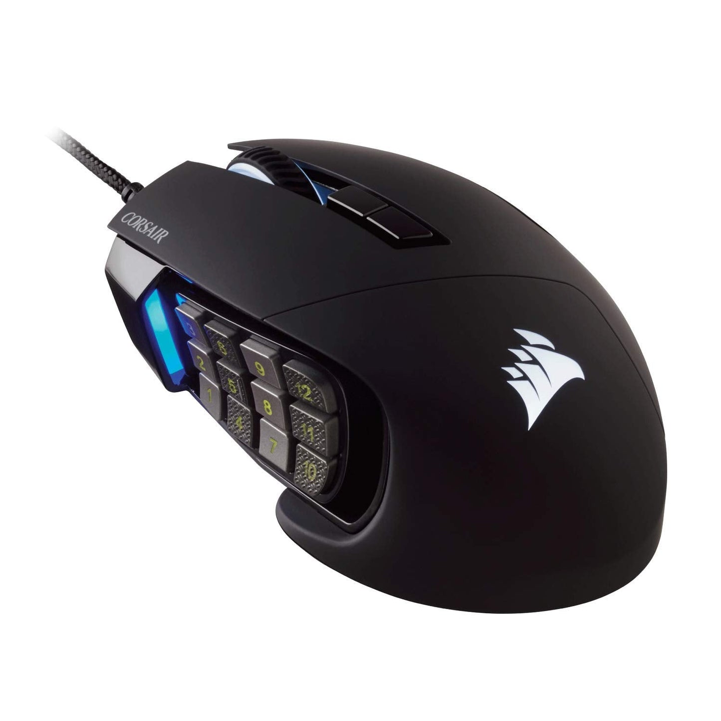 Corsair Scimitar Pro RGB Optical MMO Gaming Mouse (16,000 DPI Optical Sensor, 12 Programmable Side Buttons, 4-Zone RGB Multicolour Lighting, On-Board Storage) - Black