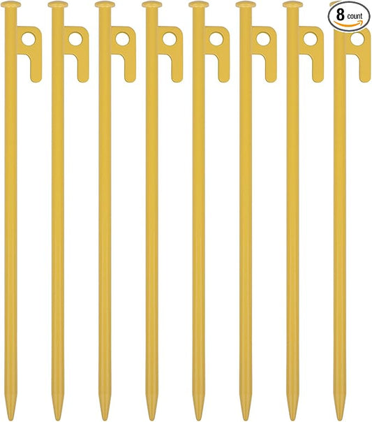 8 Pack Tent Stakes Heavy Duty 12 inch Steel Tent Pegs for Camping Unbreakable and Inflexible
