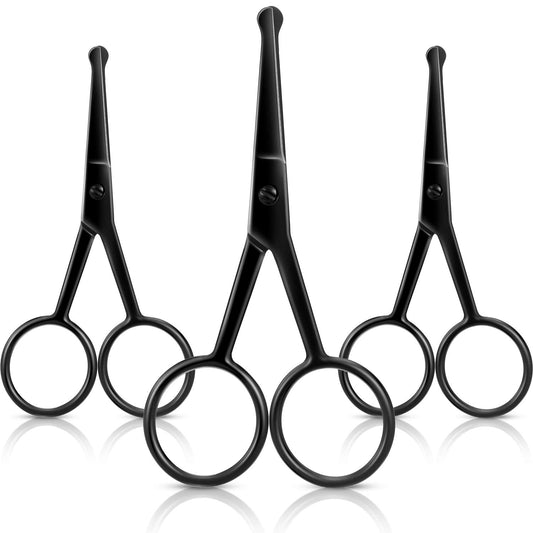 3 Pieces Nose Hair Scissors Rounded Tip Scissors Facial Hair Scissors Stainless Steel Blunt Tip Scissor For Eyebrows, Nose, Mous