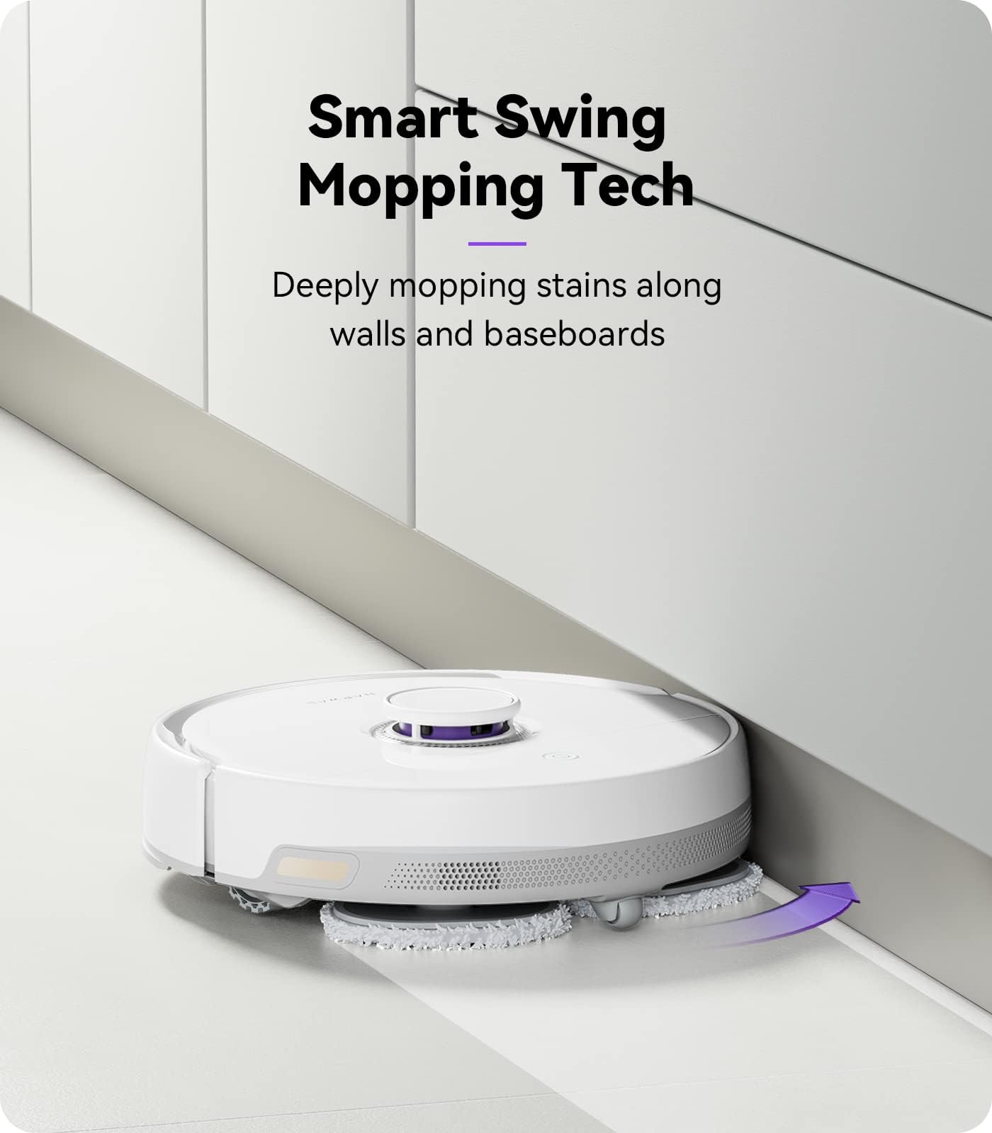 NARWAL Freo Mate Robot Vacuum and Mop Comb, Washing & Drying, Dirt Sense Ultra Clean, Auto Add Cleaner, LCD Display, Smart Swing, Arcuate-Route, WiFi, APP Control, White