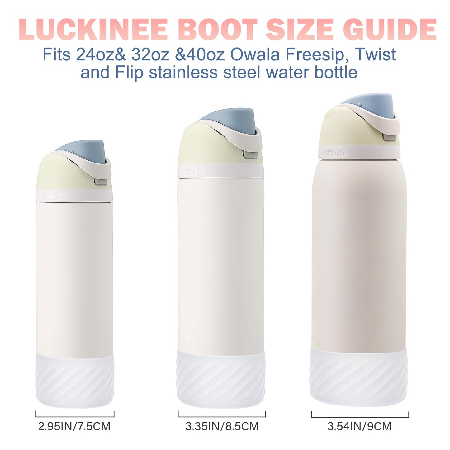 2Pcs Protective Silicone Boot Bottom Base for Owala FreeSip Twist and Flip Flask 24OZ, and Compatible with Stanly Cup Tumbler 20-40oz and More Bottles with Bottom Diameter 2.8-2.95inch