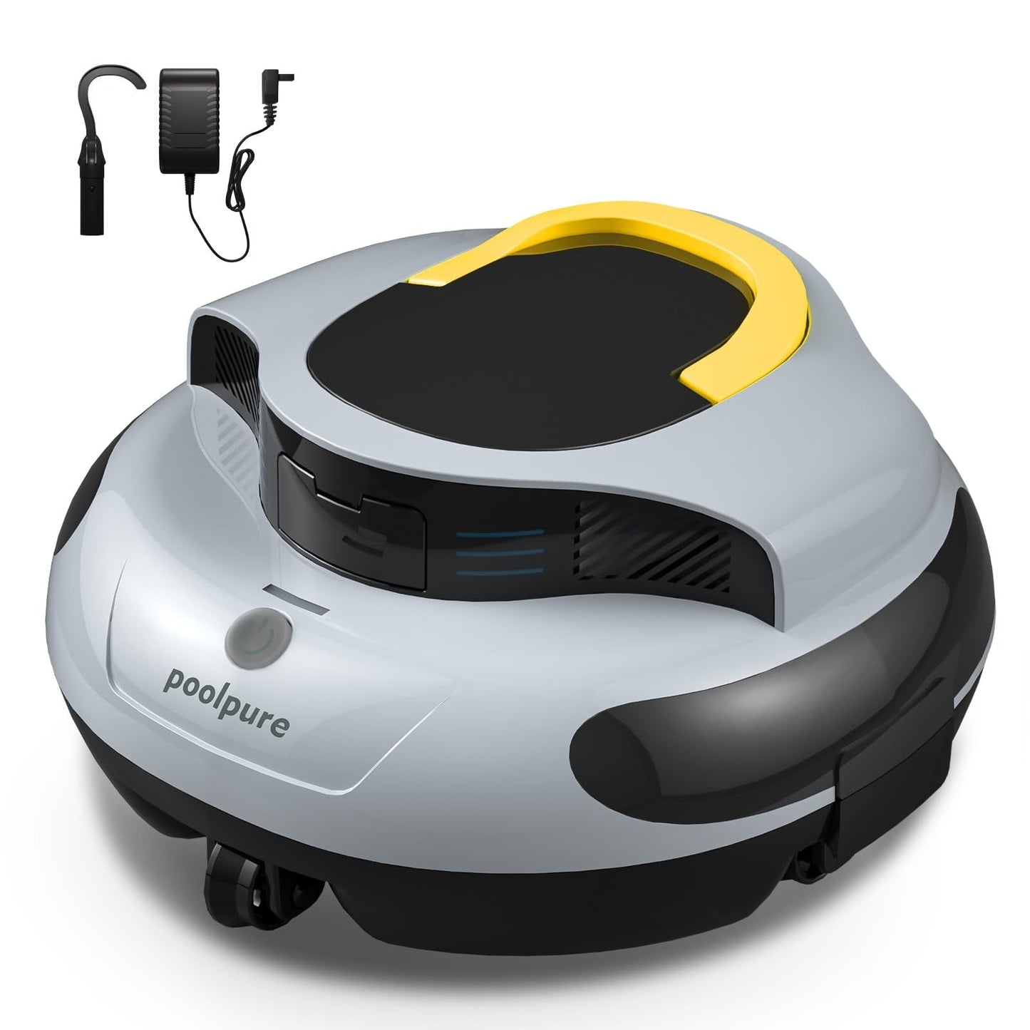 PoolPure Aquaguard SE II Cordless Robotic Pool Cleaner for Above Ground Pools, 100 Min Runtime, 5000mAh Fast Charge, Self-Parking, 2 Cleaning Modes, up to 1000 Sq.Ft (Grey)