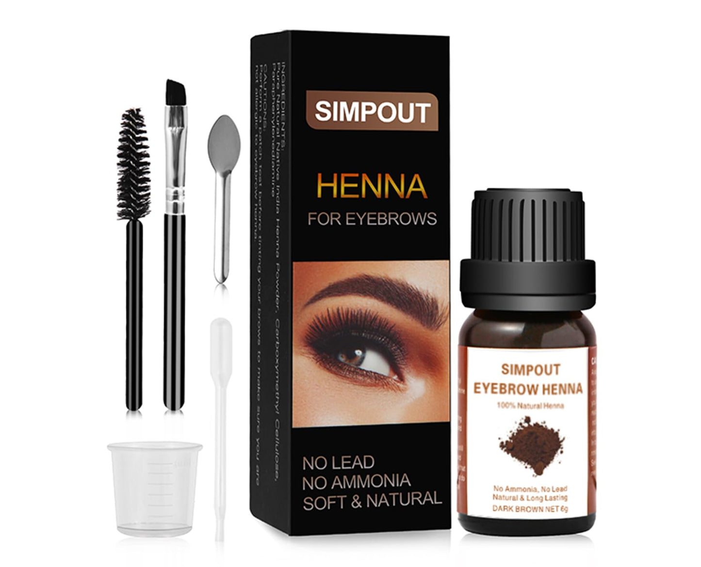 Simpout Purely Natural Henna Hair Powder 6 grams, Professional Henna-Hair Spot Color Kit, DIY Henna Hair Kit at Home and Salon, Easy to Use(Dark Brown02)