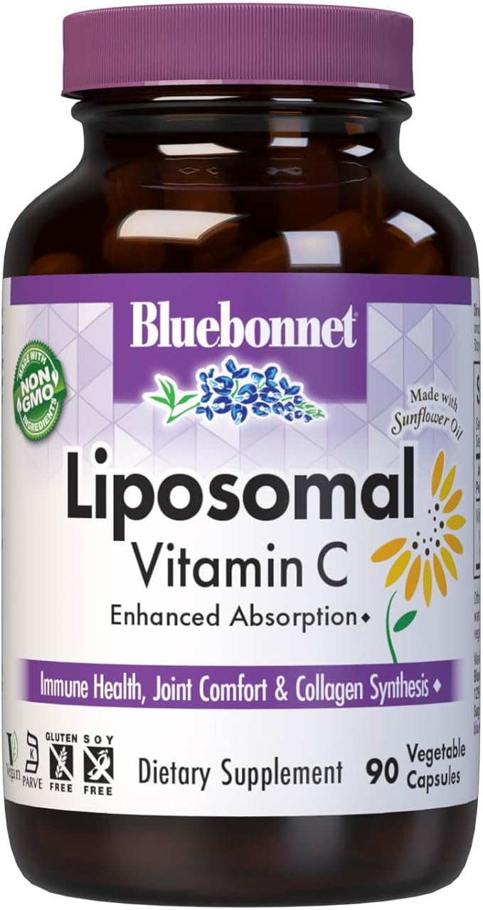BlueBonnet Nutrition Liposomal Vitamin C, Immune Health*, Joint Health*, Collagen Synthesis*, Vegan, Kosher, Non-GMO, Gluten-Free, Soy-Free Milk-Free, 90 Vegetable Capsules, 45 Servings
