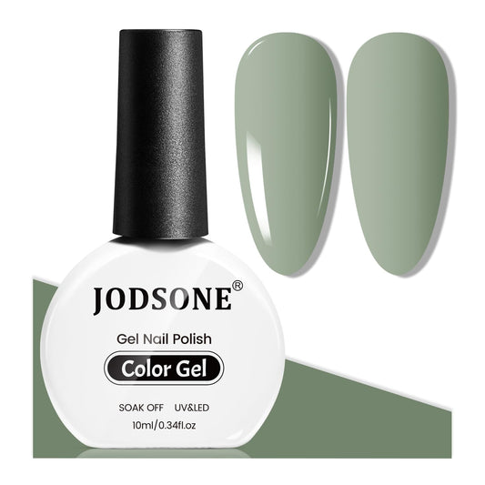 JODSONE10ml Sage Green Gel Nail Polish Pale Green Gel Polish High Gloss Soak Off U V Nail Manicure Salon DIY at Home