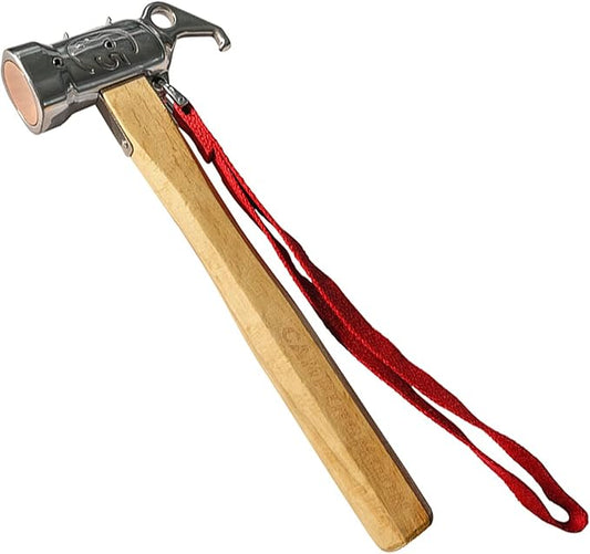 CAMPINGMOON Camping Hammer Peg Tent Stake Hammer Stainless Steel Built-in Pure Copper Head Wood Hand with Tent & Tarp Stake Remover C5