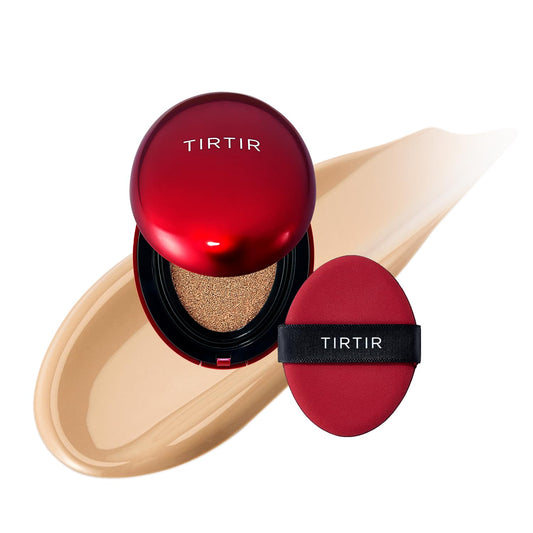 [*Mini Size*] TIRTIR Mask Fit Red Cushion Foundation | Full coverage, Weightless, Skin fit, Satin Glow Finish, Korean Makeup Cushion Foundation (#27N Camel, 0.15 Fl Oz)