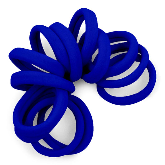 Cyndibands Seamless Hair Ties - Royal Blue - Gentle Hair Ties No Damage, Standard Size 1.5 Inch, Soft and Stretchy Nylon Fabric Ponytail Holders - 12 Count