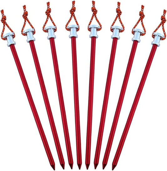 Tent Stakes Pegs 9 inch, Lightweight Aluminum Alloy Tent Canopy Nail for Outdoor Camping, Hiking, Picnic Blanket, Beach Mat, Yard Fence 8 Pack