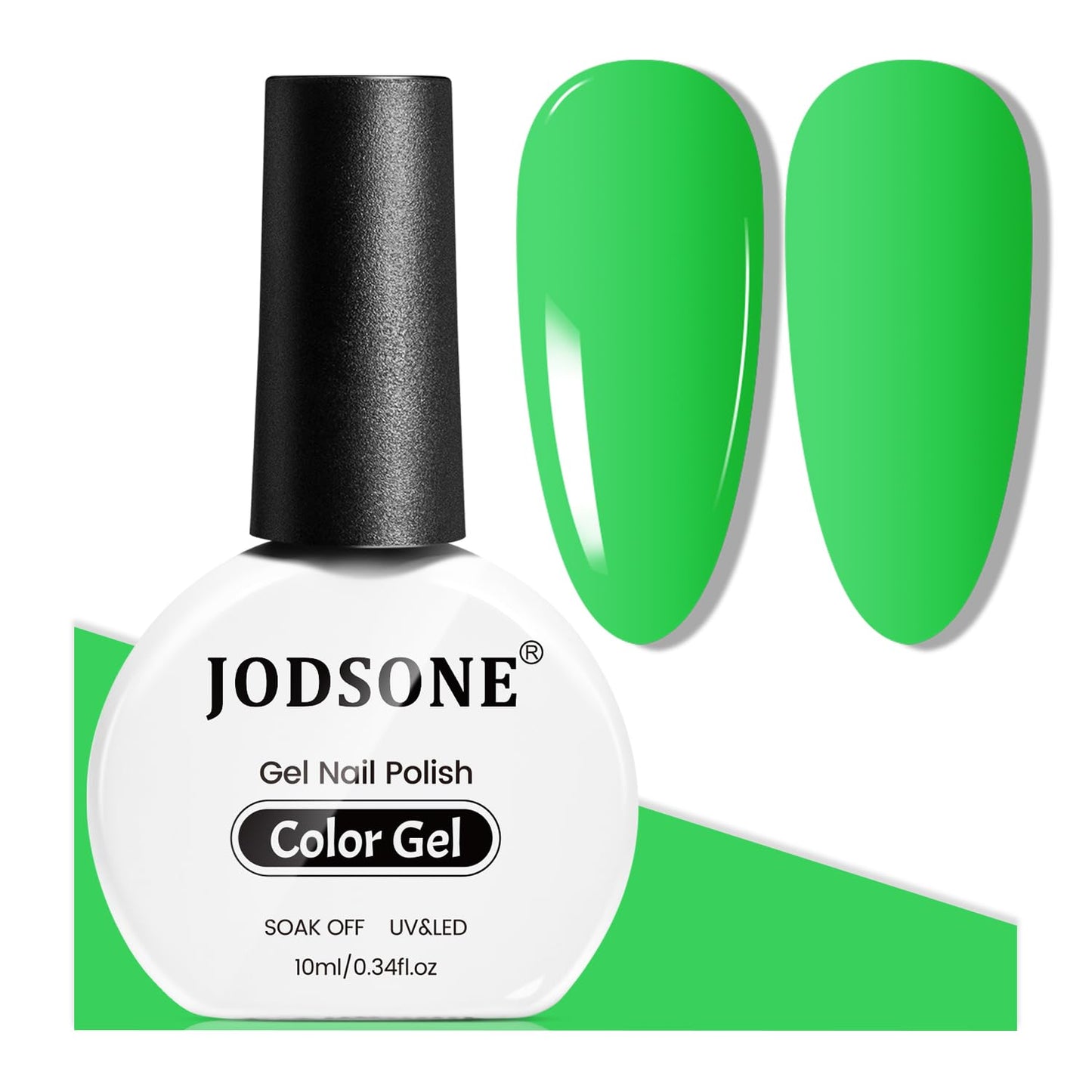 JODSONE 10ml Gel Nail Polish Bright Green Polish Green Color High Gloss Soak Off U V Gel Nail Manicure Salon DIY at Home