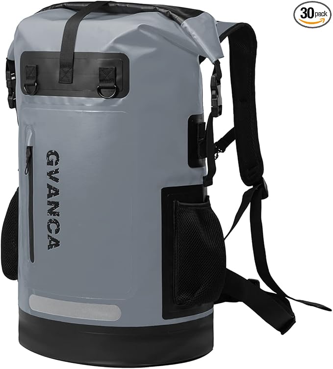 Waterproof Roll Top Kayak Dry Backpack, Floating Outdoor Dry Sack Boating Sailing Canoeing Rafting Fishing Camping 55L Grey