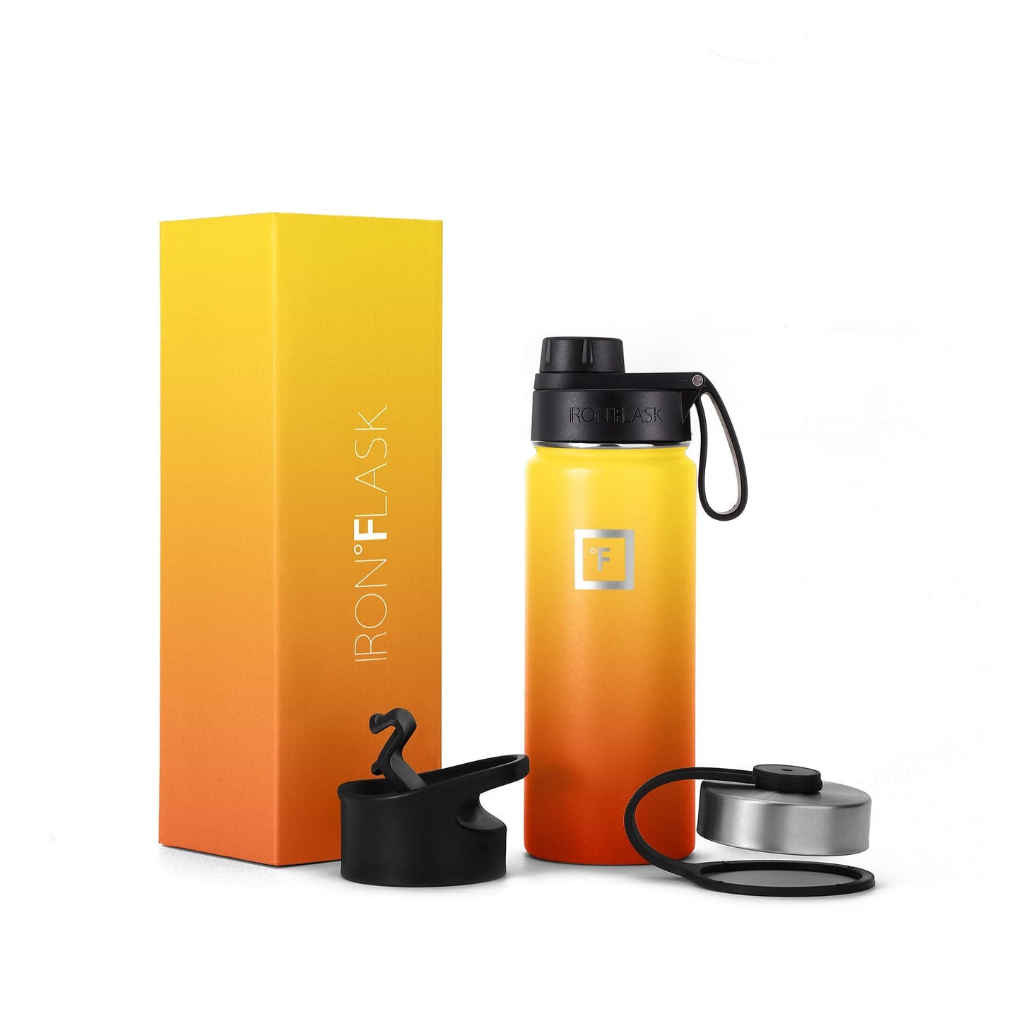 IRON °FLASK Sports Water Bottle - 18 Oz 3 Lids (Wide Spout Lid), Leak Proof - Stainless Steel Gym & Sports Bottles for Men, Women & Kids - Double Walled, Insulated Thermos, Mothers Day Gifts for Mom