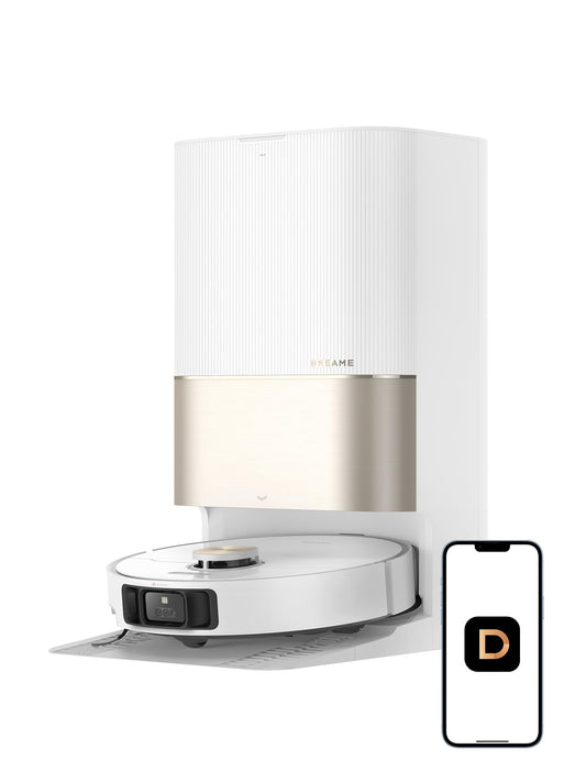 DREAME X40 Ultra Robotic Vacuum with Removable & Liftable Mop, 12,000Pa Suction, Side Brush Extensive Cleaning, 158°F Mop & Washboard Self Cleaning, Auto-Empty, Auto Refill, liftable Brushes White