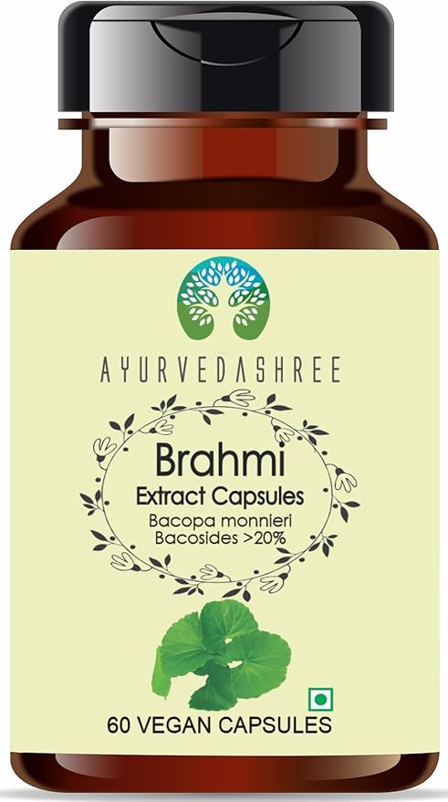 Brahmi Extract 500mg - 60 Vegetarian Capsules|Bacopa Monnieri Bacosides| All Natural | 100% Vegan | Gluten-Free | GMP Certified