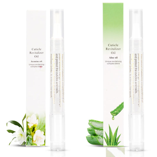 Meschett 2PCS Cuticle Oil Pens for Nail Care,Cuticle Revitalizer Oil Pen with Soft Brush,Cuticle Oil to Prevent Nail Cracking and Dry (Aloe & Jasmine Flavor)