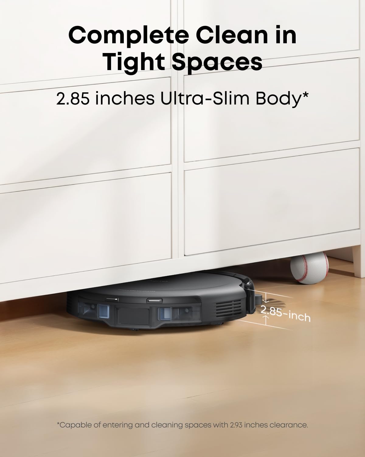 eufy Robot Vacuum C10 with Self Emptying, 8 Weeks Hands Free, Advanced Smart Mapping with LiDAR Navigation, 2.85-Inch Slim Design, Powerful Suction, Edge Expansion Brush for Pet Hair