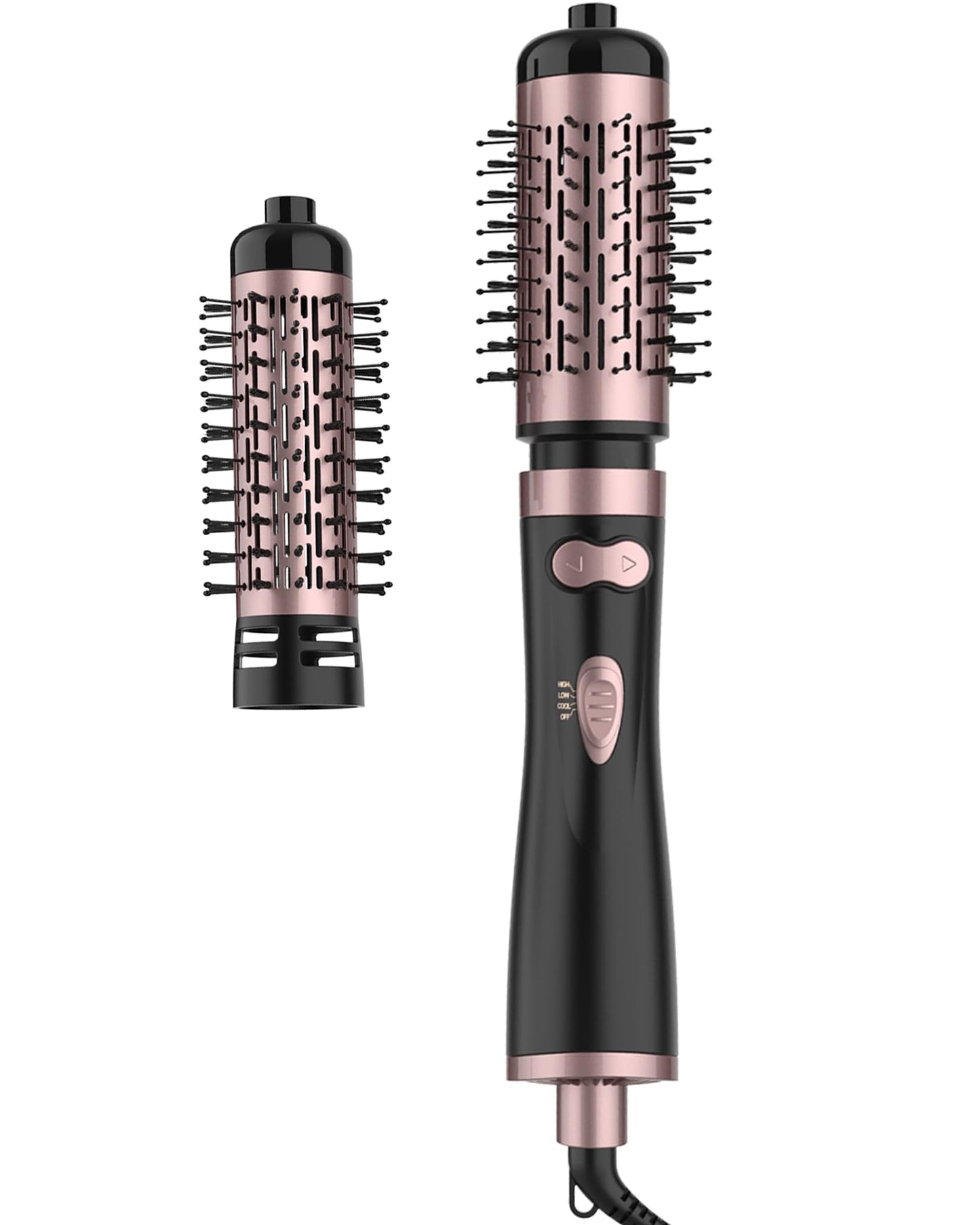 ANWA Rotating Hair Dryer Brush, 4-in-1 Hot Air Styler and Rotating Brush, Rotating Blow Dryer Brush with 2 Detachable Brushes(1.5"& 2"), Black