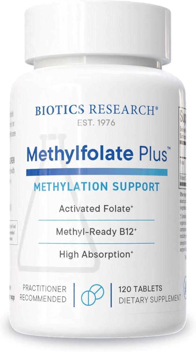 Biotics Research METHYLFOLATE Plus™ Methylfolate, Bioactive Folate + B12, Supports Cardiovascular Health, Fetal Development, Nerve Health, Methylation Support, Homocysteine Levels. 120 Tablets