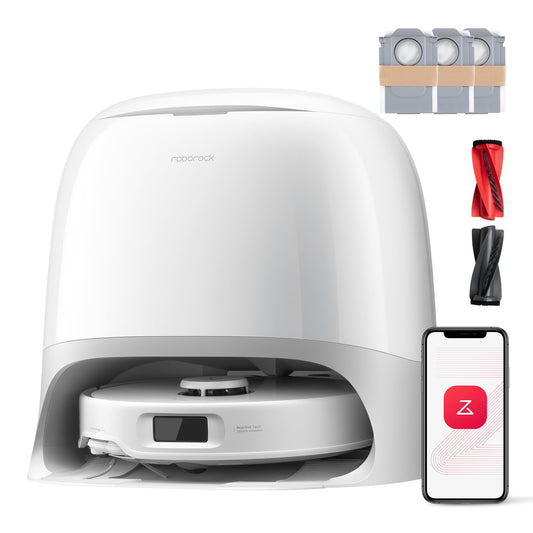 roborock Qrevo Curv S5X Robot Vacuum and Mop, 17000Pa Suction, Zero-Tangling Design, FlexiArm Side Brush, Smart Obstacle Avoidance, Self-Washing & Drying & Emptying for Carpet, Pet Hair, Hard Floor