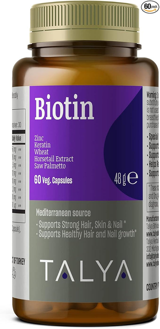 Biotin with Zinc & Keratin | 2500 mcg, Hair Growth Support Pills for Women & Men | Dietary Supplement for Hair, Skin & Nail | Vegan | Non-GMO | 60 Tablets