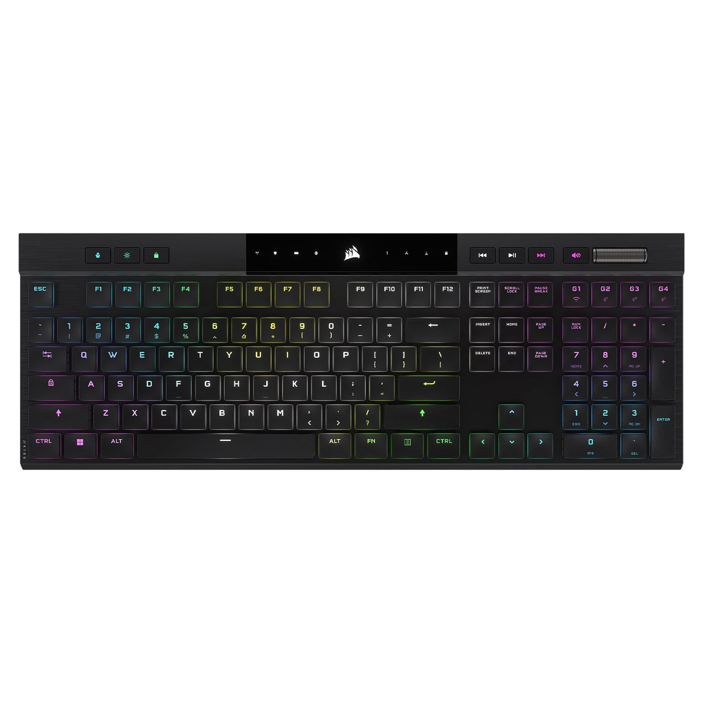 Corsair K100 AIR Wireless RGB Mechanical Gaming Keyboard - Ultra-Thin, Sub-1ms Slipstream , Low-Latency Bluetooth, Cherry MX Ultra Low Profile Keyswitches - NA Layout, QWERTY - Black