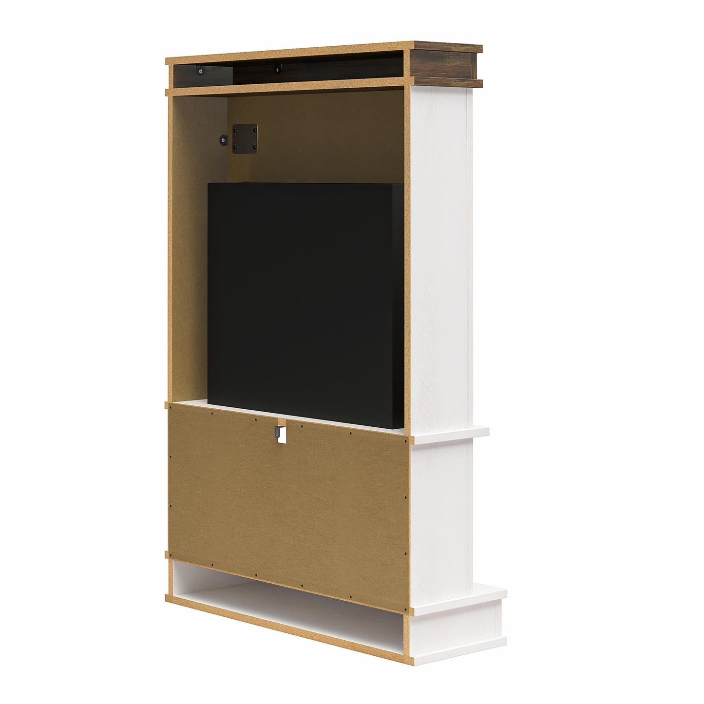 Ameriwood Home Mateo Electric Mantel Fireplace with Open Shelf, Ivory Oak Finish, Eco-Friendly Heating Technology