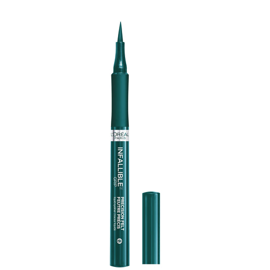 L'Oreal Paris Cosmetics Makeup Infallible Grip Precision Felt Eyeliner, Smudge Resistant, Long Lasting Waterproof Eyeliner, Green, Green, 0.03 fl oz