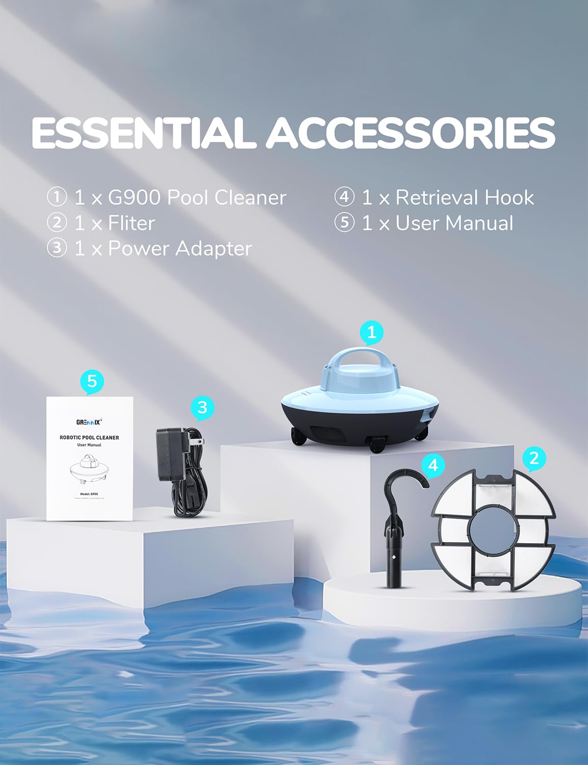 Borcolo Robotic Pool Cleaner, Pool Vacuum for Above Pools with Dual-Drive Motors, Self-Parking Technology for Above-Ground Flat Pools up to 645sq.ft (Lasts 90 Mins)