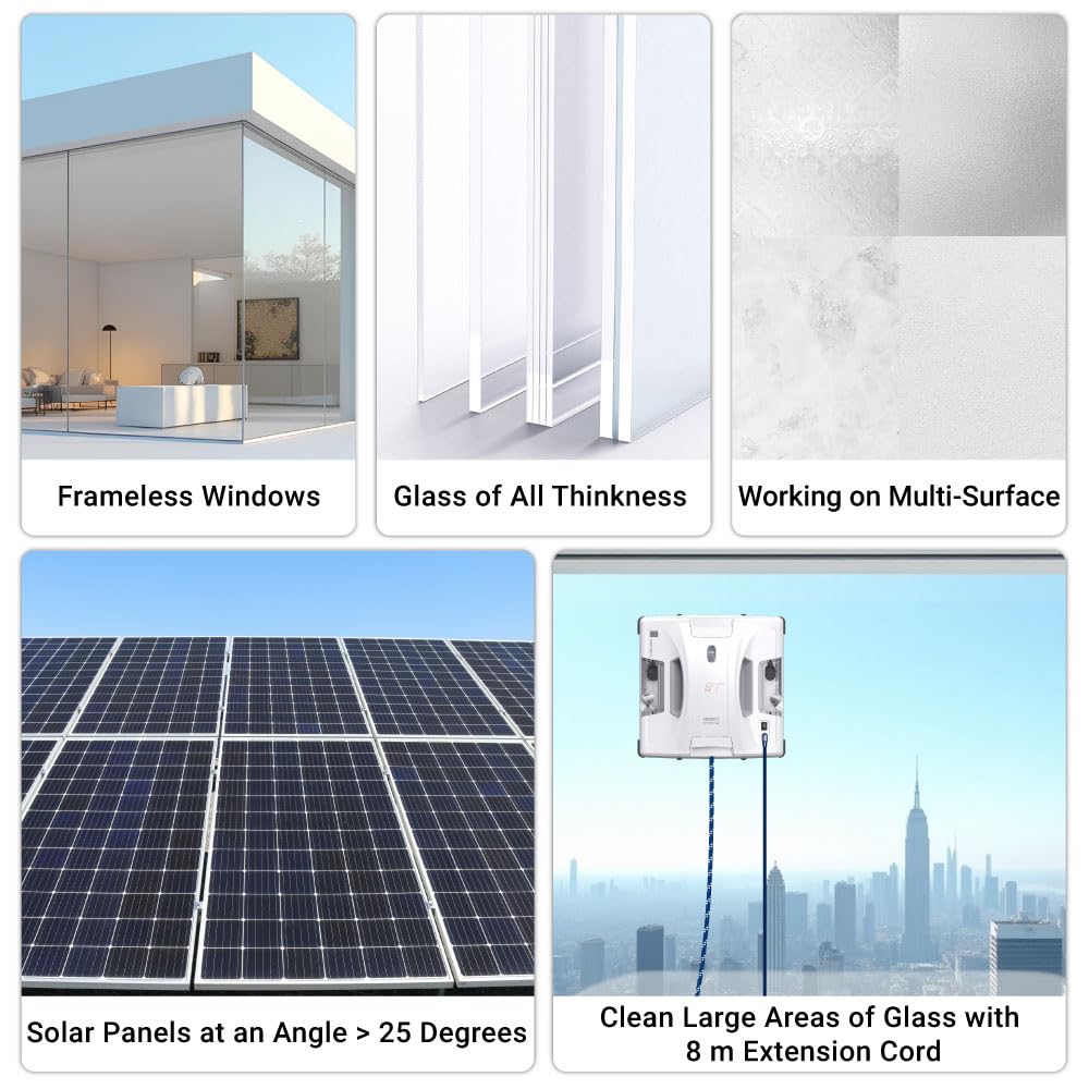 HOBOT S7 Pro Dual Mop Polish Hand Wiping Tec Window Cleaning Robot, 15nm Dual Ultrasonic Spray, 4800Pa Suction, App & Remote Control | for Framed/Frameless Glass, Any Thickness, Indoor/Outdoor Use