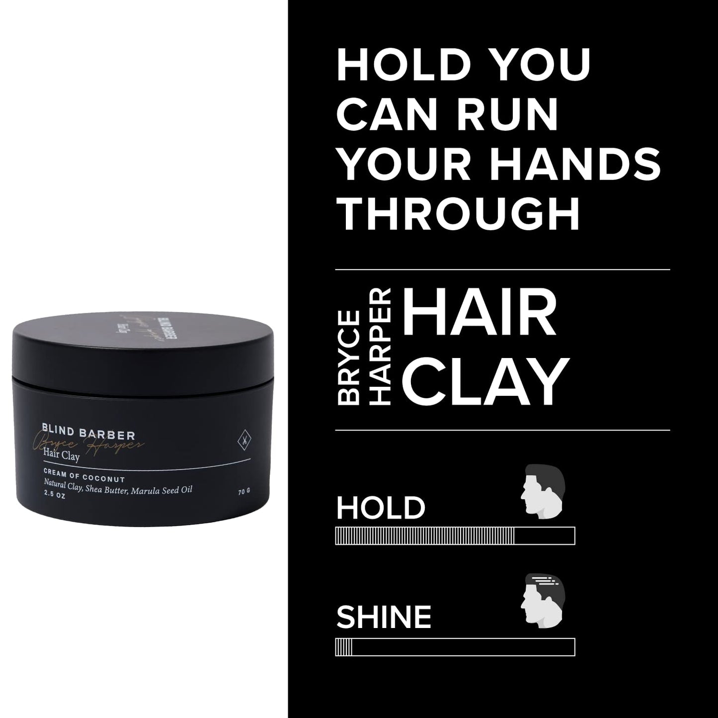 Blind Barber Bryce Harper Hair Clay for Men - Matte Water-Based Styling Product for Volume and Medium to Strong Hold (2.5 Oz)