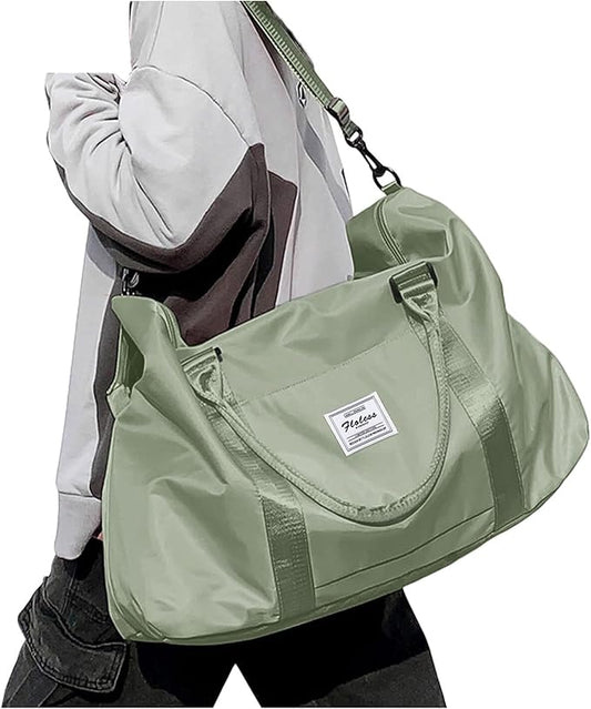Sport Travel Duffle Bag Large Gym Tote Bag for Women, Weekender Carry on Bags for Airplane, Ladies Beach Overnight Bag Waterproof Luggage Bags with Wet Pocket Light Green