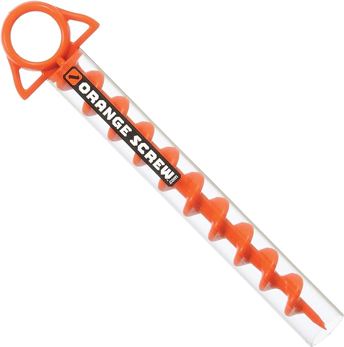 Ultimate Ground Anchors: Heavy Duty Screw-in Tent Stakes for High Wind, Sand, Canopies, and Camping - Made in USA, 100% Recycled, Included T-Grip Tool - (Large, Single Pack, Orange)