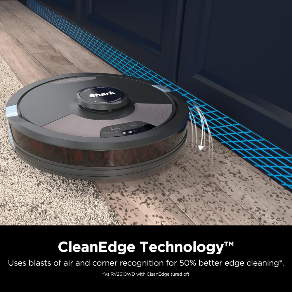 SHARK RV2620WD AI Ultra Robot Vacuum and Mop with Matrix Clean Navigation, CleanEdge Technology, Perfect for Pet Hair, Carpets, Hard Floors, Compatible with Alexa, Black/Mocha