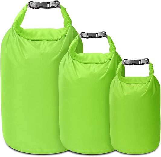Dry Bag Set, Waterproof Small Lightweight Dry Bags for Paddle Board Kayaking, Fishing, Camping (Green, 2L+5L+10L)