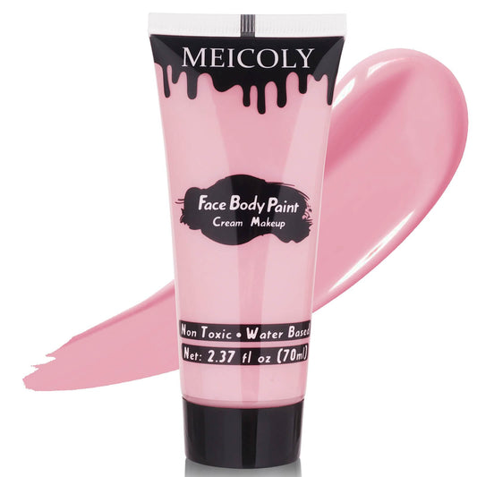 MEICOLY Light Pink Halloween Face Body Paint,2.37Oz Large Tube Water Based Full Body Paint for Adults and Children,Pastel Pink Pale Pink Face Paint for Stage SFX Special Effects Cosplay Makeup