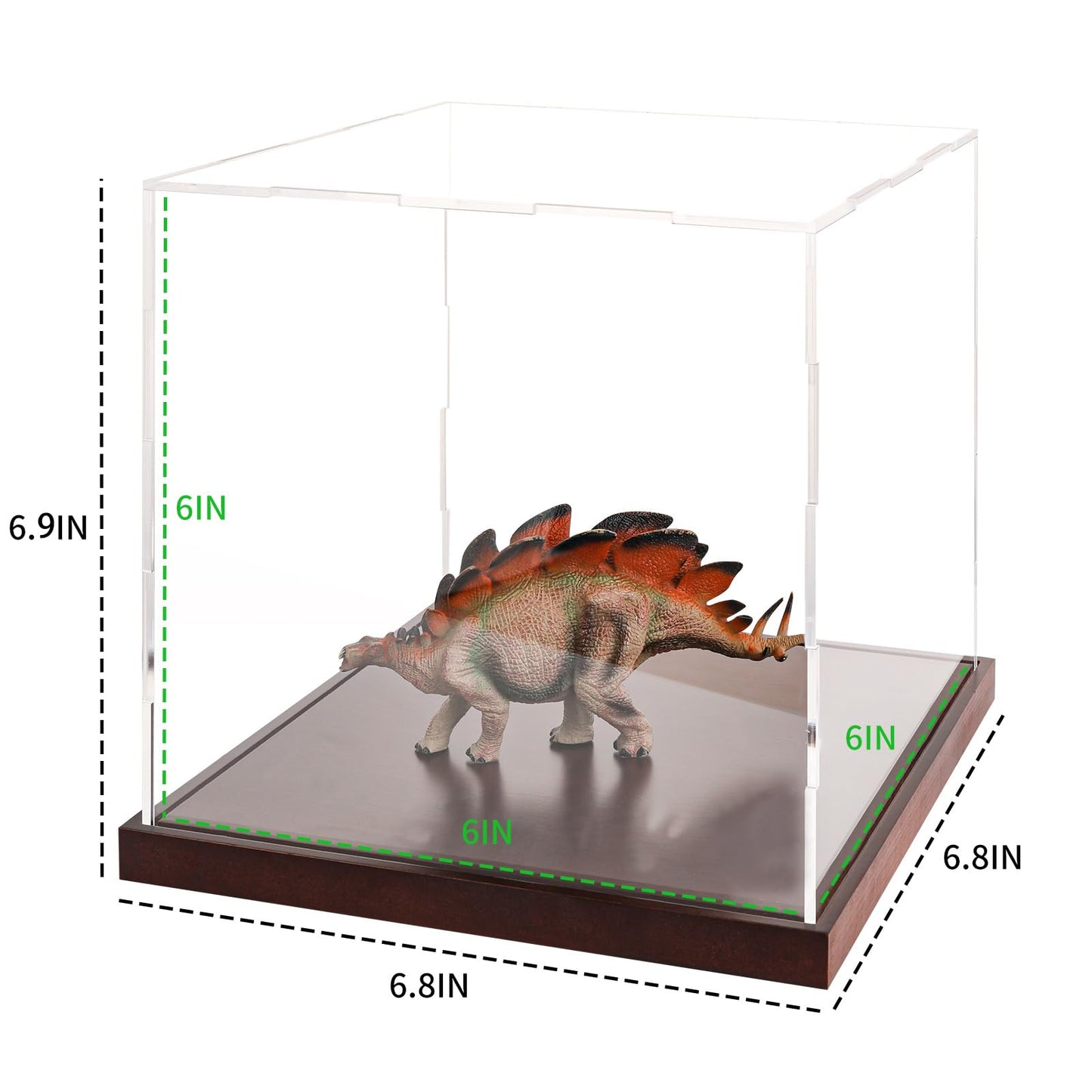 Clear Acrylic Display Box Collectibles Display Case Organizing Toys Case with Solid Built-in Wooden Base(6x6x6 inch; 15x15x15 cm)